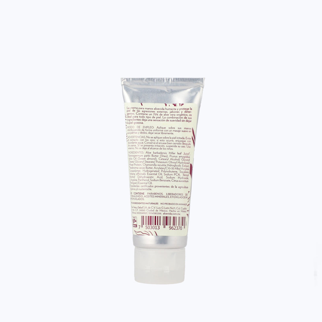 Crema Nutritiva para manos 75% Aloe vera  orgánico 65ml